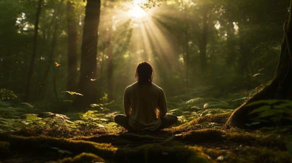 Técnica de relajación en meditación en la naturaleza